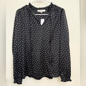 NWT LOFT Black & White Polka Dot Blouse